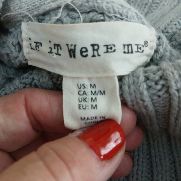 IF IT WERE ME WOMENS GRAY CABLE KNIT COWL NECK GRAY SWEATER, SIZE MED - Picture 3 of 12